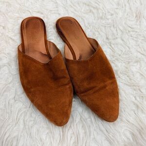 Madewell tan suede pointy toe mules size 8